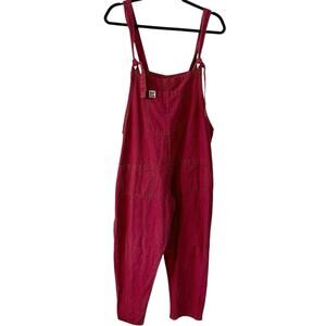 Lucy & Yak 100% Organic Cotton Dungarees In Maroon Red Overalls Size 10 Pockets